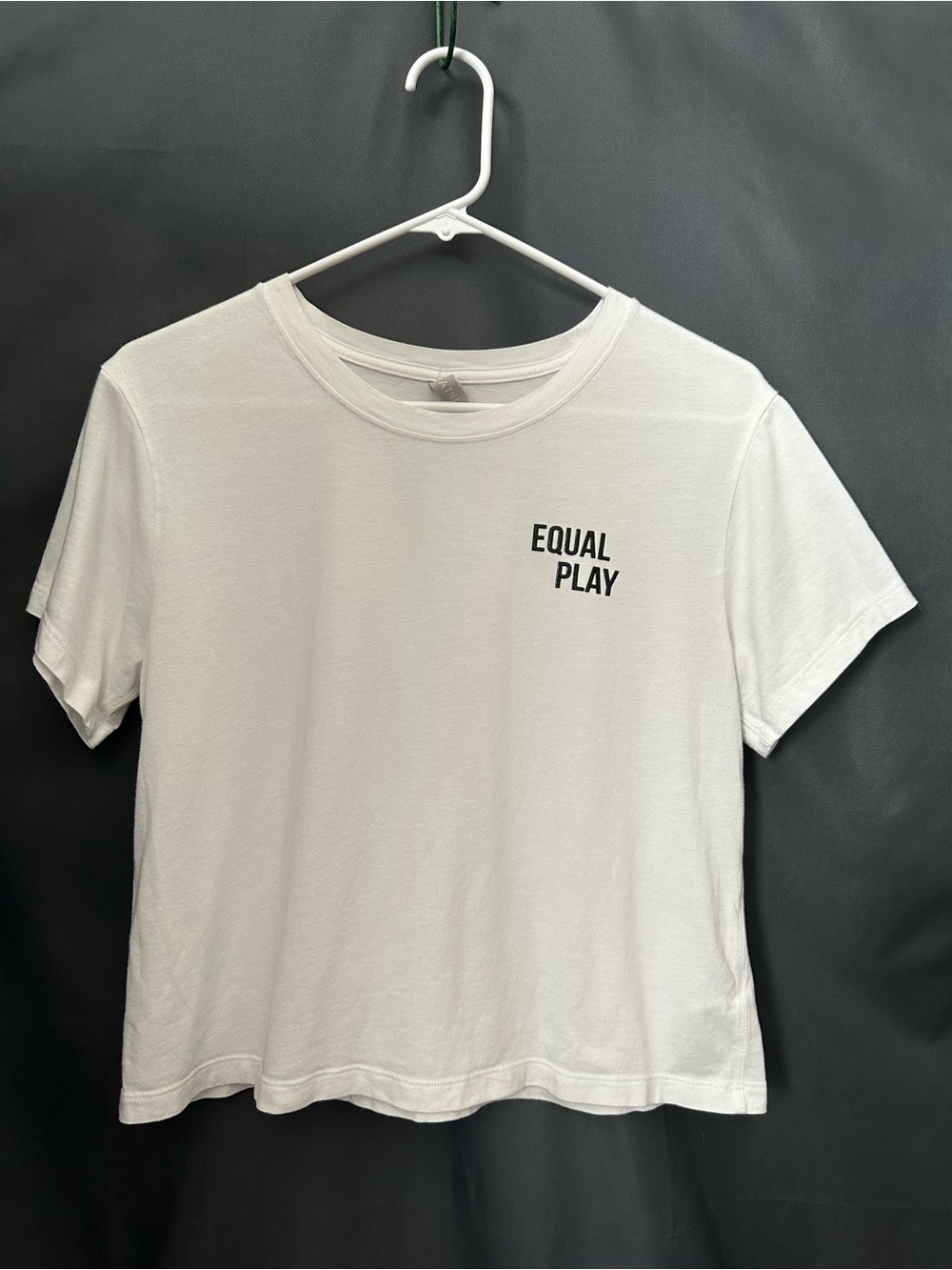 Athleta White Black Equal Play Graphic Crop T-Shirt Women’s Small Short Sleeve